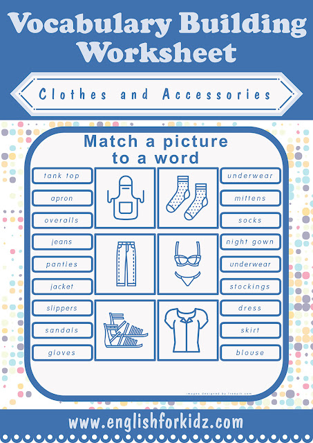 ESL clothes matching worksheet