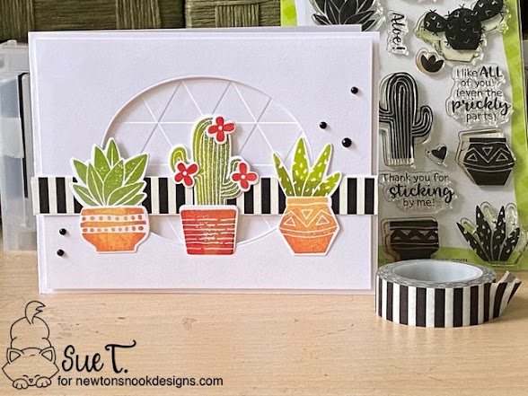 Sue's card features Cultivated Cacti by Newton's Nook Designs; #inkypaws, #newtonsnook, #cactuscards, #cardmaking
