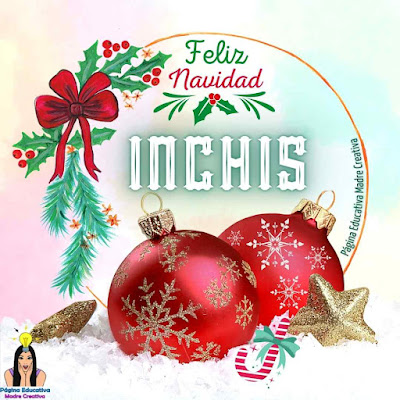 Solapín navideño del apellido Inchis para imprimir