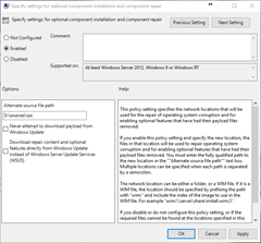 Gpedit - Specify settings for optional component installation and component repair