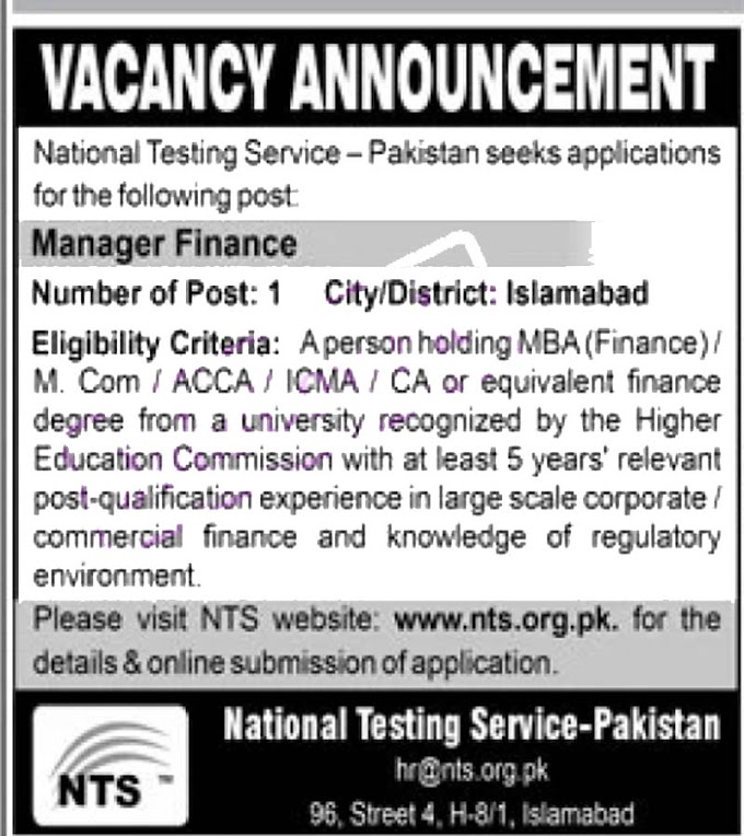 NTS jobs 2022 Online Apply – www.nts.org.pk