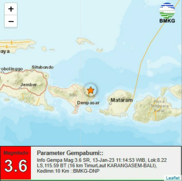   Penampahan Kuningan, Karangasem Diguncang Gempa 3,6 M