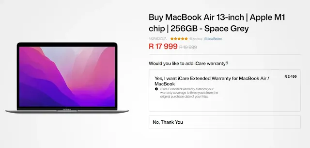 MacBook Air 13-inch M1 256GB — R17,999