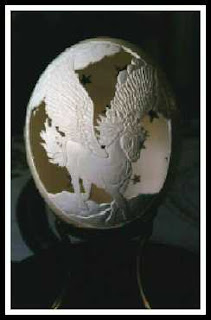 Egg shell art by laser