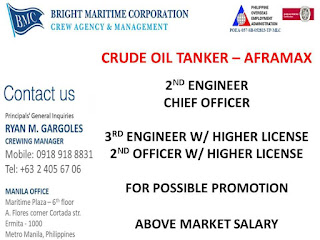 Careers for seaman work at crude oil tanker ships deployment Novembe - December 2018