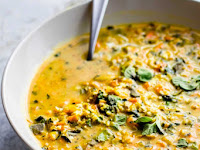 curried cauliflower rice kale soup {paleo, vegan friendly}