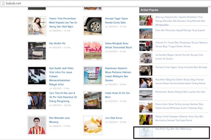 ENTRI SEMALAM TERSENARAI DALAM ARTIKEL POPULAR Babab.net