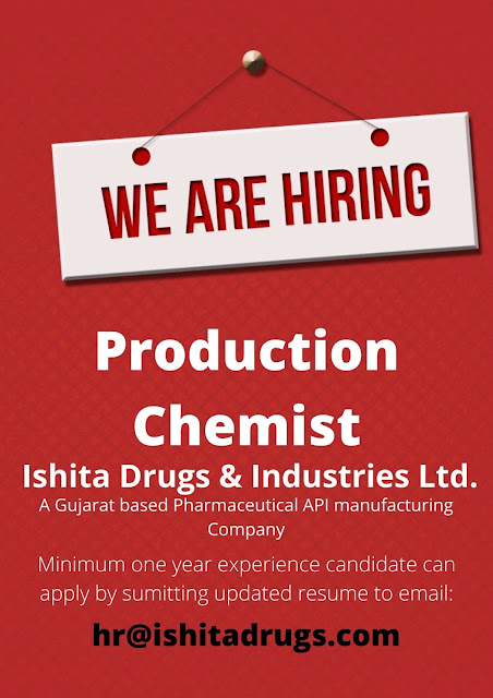 Job Availables, Ishita Drugs & Industries Ltd Job Vacancy For Production
