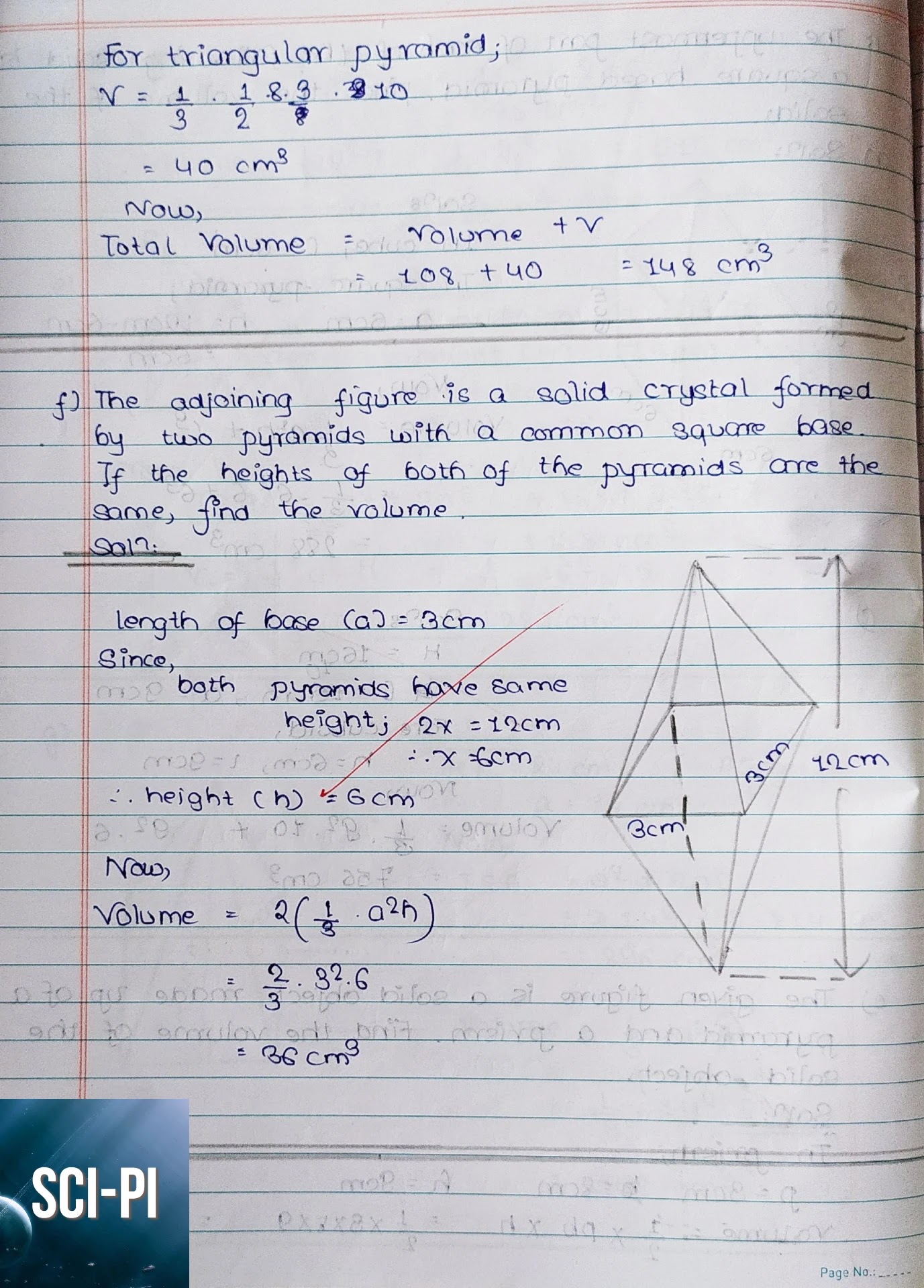 Exercise 7.2 Surface Area and Volume of Pyramids Class 10 Solutions | vedanta Excel in Mathematics