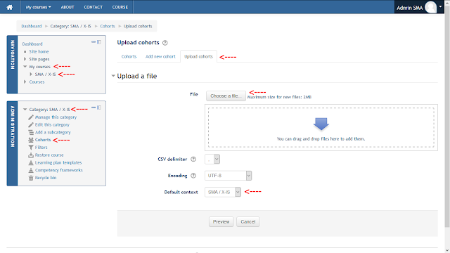 Upload User Moodle Menggunaan Cohorts di Moodle