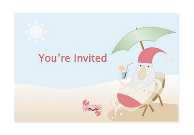 Free Party Invitation from the Summer Santa Stationery Set created by Robert Aaron Wiley for Microsoft Office Online