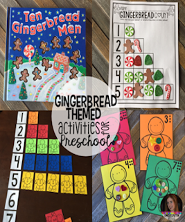 Gingerbread Man Activities, Centers and Crafts.  The boys and girls will learn important math, literacy and book comprehension concepts, strategies and skills through book centered lessons and activities.  Check out our blog post for more ideas and freebies!