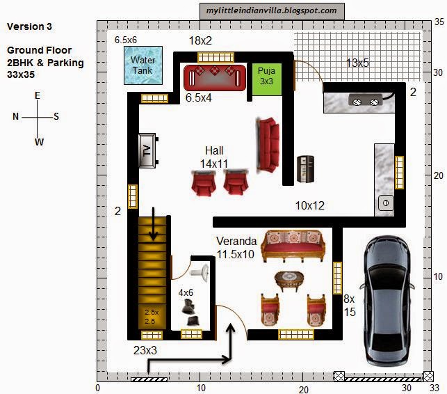 My Little Indian Villa 38 R31 2BHK Duplex in 33x35 West 