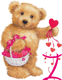 Osito con Abecedario y Cesta con Corazones. Bear with Hearts Abc.