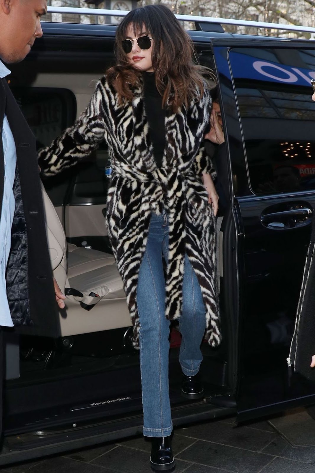 How to Recreate Selena Gomez's Zebra-Print Coat Look