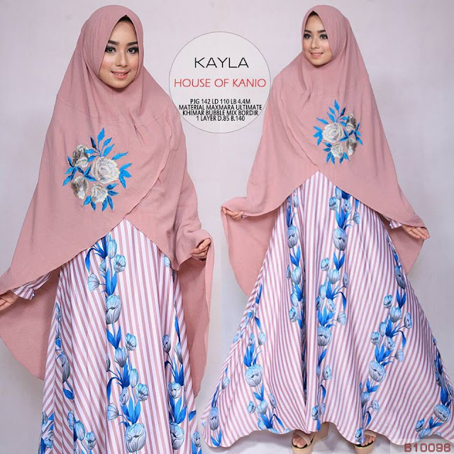 Dress muslim setelan khimar warna peach khayla house kanio