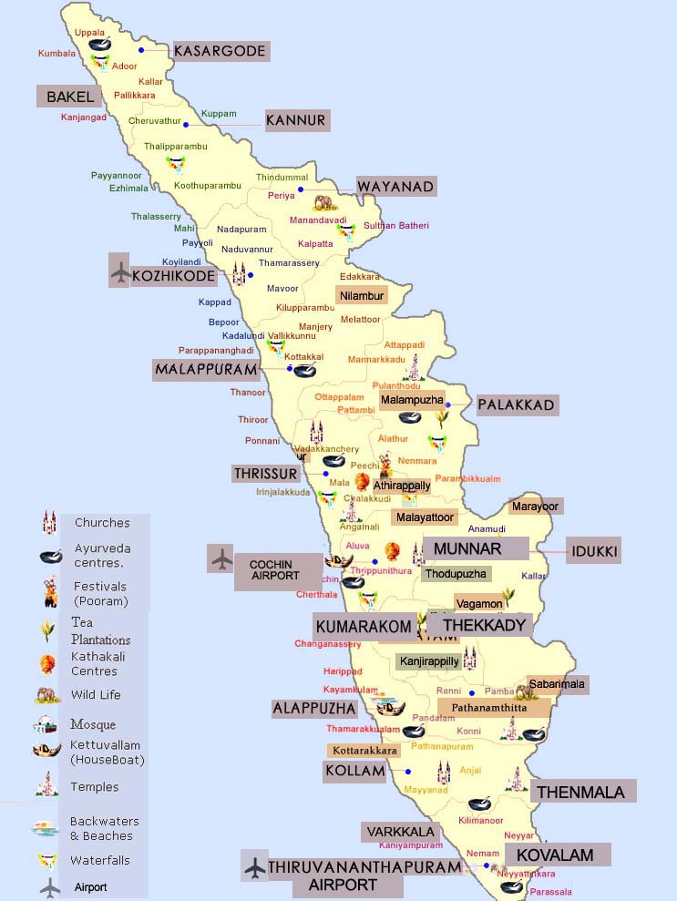 kerala tourist map with distance Kerala Tourism Map Kerala Tourist Map Map Of Kerala Kerala kerala tourist map with distance