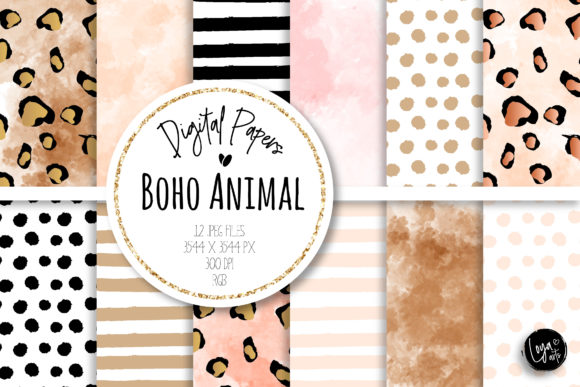 Boho Animal Digital Paper Set