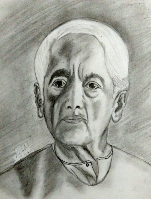 Jiddu Krishnamurti pencil drawing