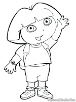 Dora The Explorer Melambaikan Tangan Kepada Anak Yang Sedang Mewarnai Gambar