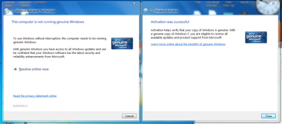 Windows 7 genuine sukses