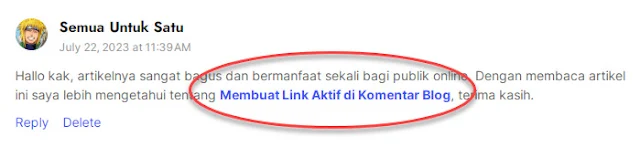 Membuat Link Aktif di Komentar Blog