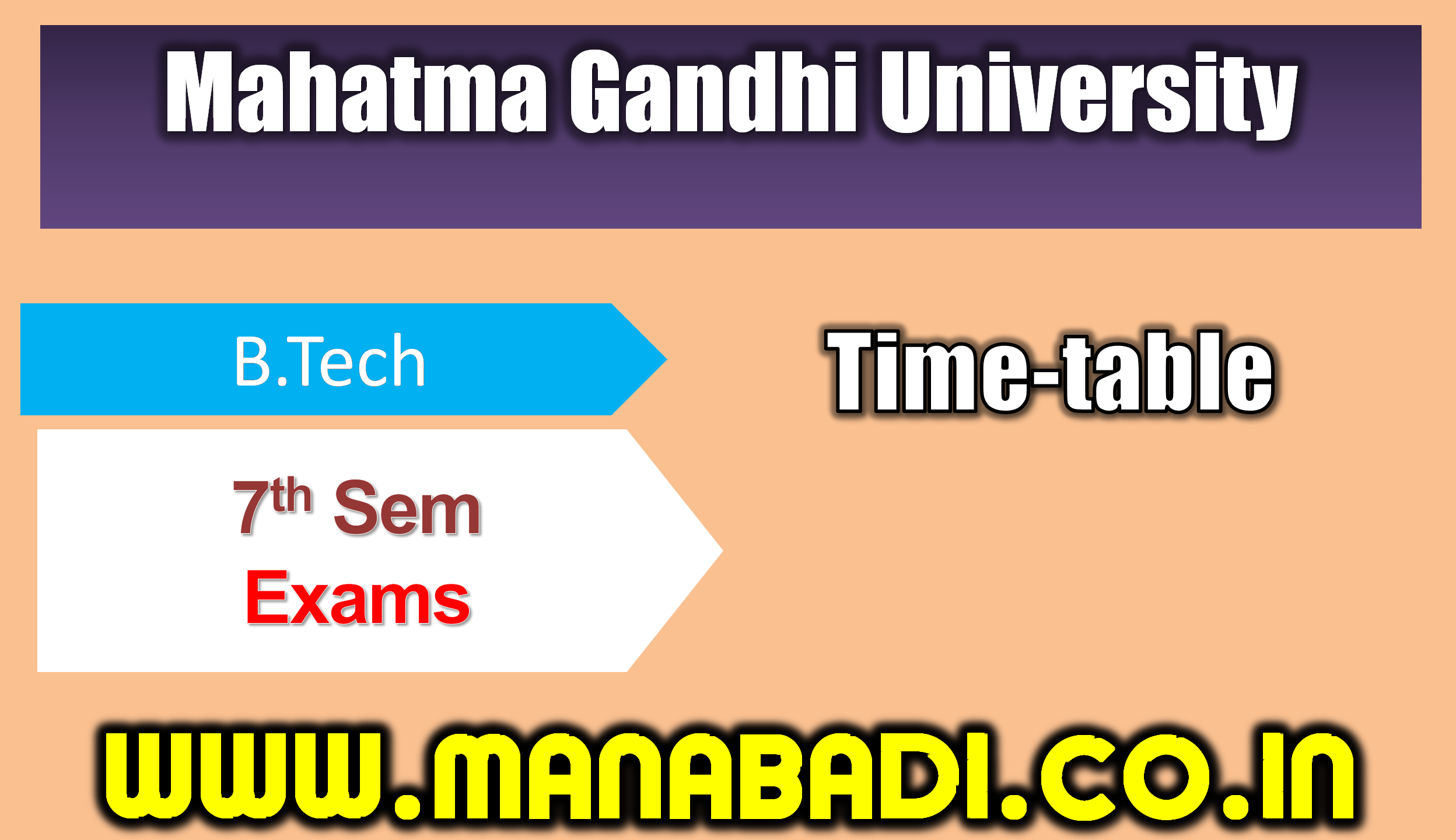Mahatma Gandhi University REVISED B.Tech 7th Sem AICTE Reg Dec- 2023 Timetable