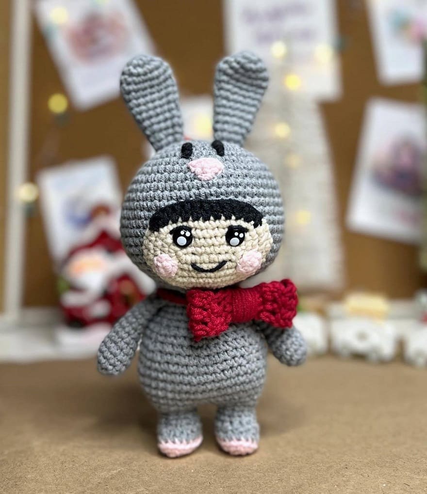 Amigurumi doll in bunny costume