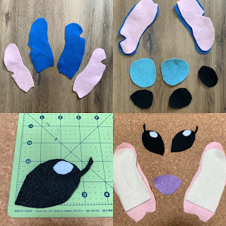 cut out of stitch ears and eyes