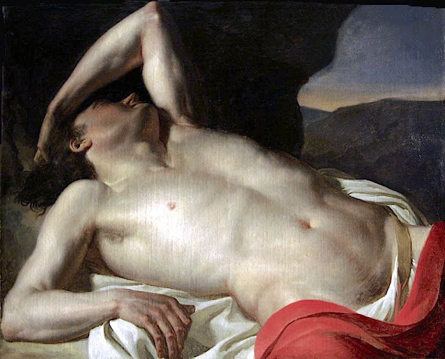 Jean-Germain Drouais (1763-1788) (attribué à...) Torse d’homme renversé Huile sur toile, Musée des beaux arts de Narbonne