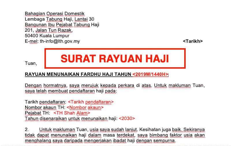 Contoh Surat Rayuan Pergi Haji Mudah dan Ringkas