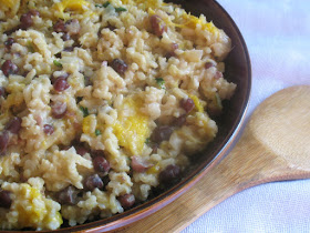 coconut rice with adzuki beans and mango