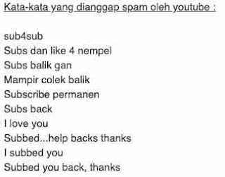 Kata-kata yang dianggap spam 