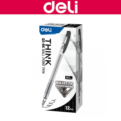 DELI Ballpoint Pen / Pulpen 0.7mm (EQ2-BK/EQ2-RD)