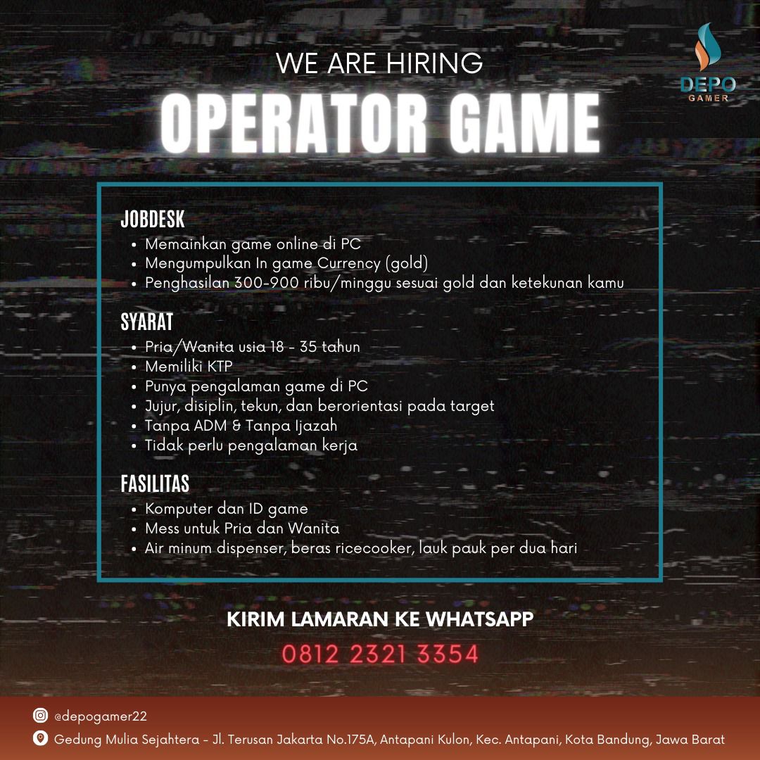 Loker Operator Game Bandung