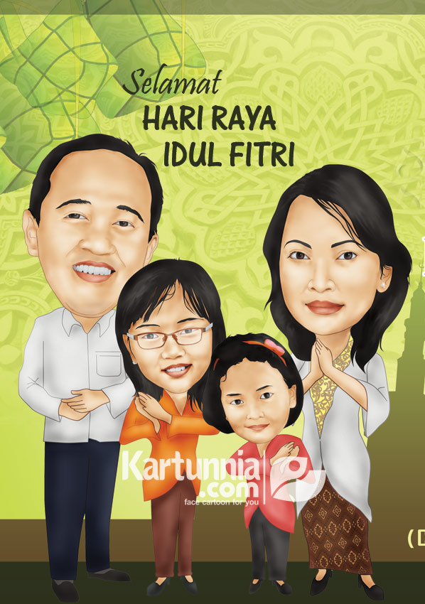 Karikatur keluarga ucapan selamat lebaran  Kartunnia