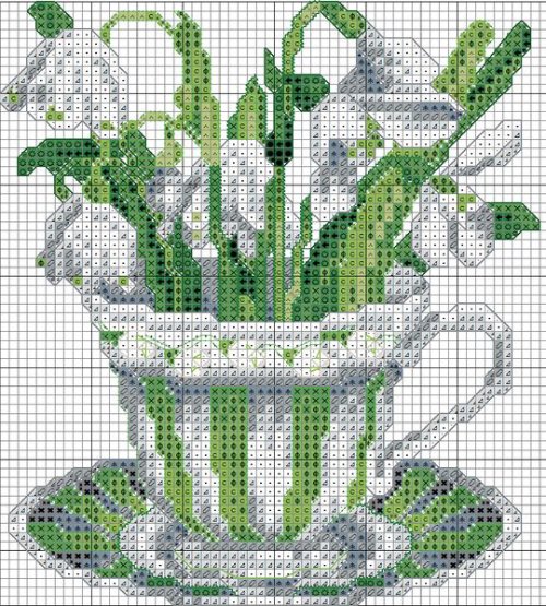 Flowers in Cup #2 - Free Cross Stitch Pattern