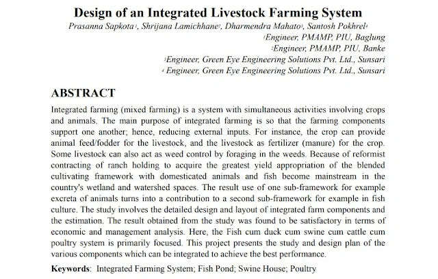 Design of an Integrated Livestock Farming System: Prasanna Sapkota, Shrijana Lamichhane, Dharmendra Mahato, Santosh Pokhrel