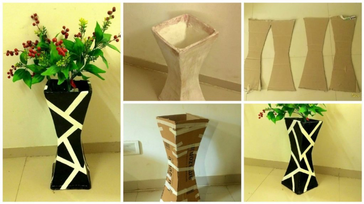 Cara Gampang  Menciptakan Vas Bunga Berbahan Kardus Bekas  