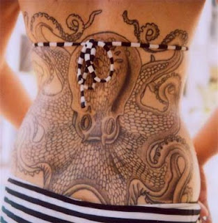 octopus tattoo on back body for female