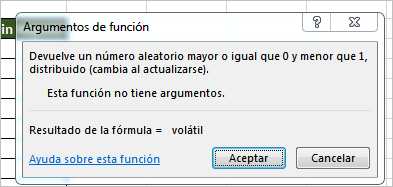 funcion aleatorio en excel