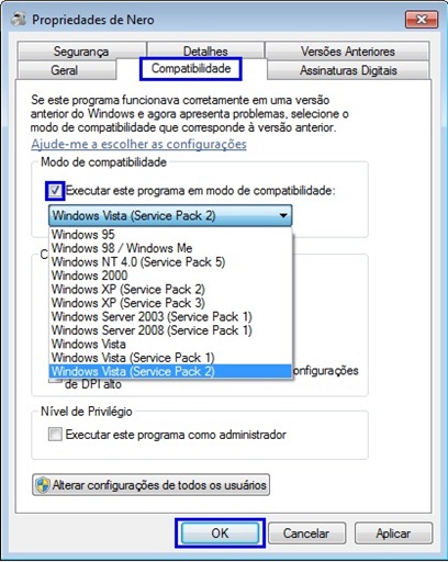Compatibilidade do programa