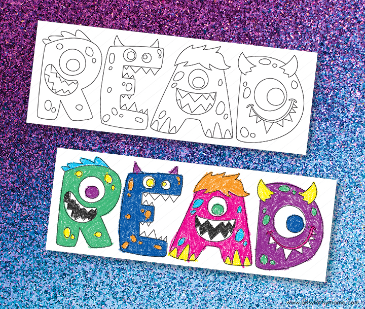 free printable coloring monster bookmarks artsy fartsy mama