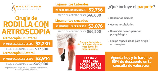 Precio de tratamientos y cirugias para dolor de rodilla Guadalajara