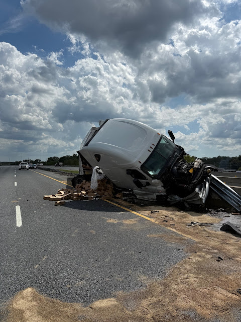 Tractor-Trailer Crash on I-75 in Sumter County Sends Driver to Hospital After Tire Blowout