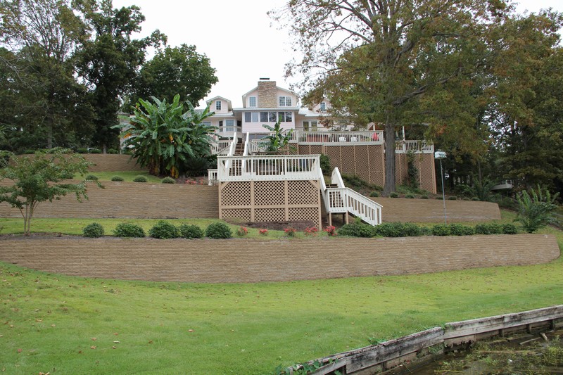 ... Landscaping, Retaining Walls, Paver Driveway around lake house