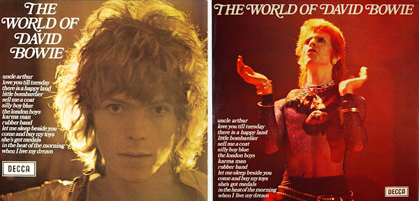 The World of David Bowie - left 1970 edition, right, 1973 edition