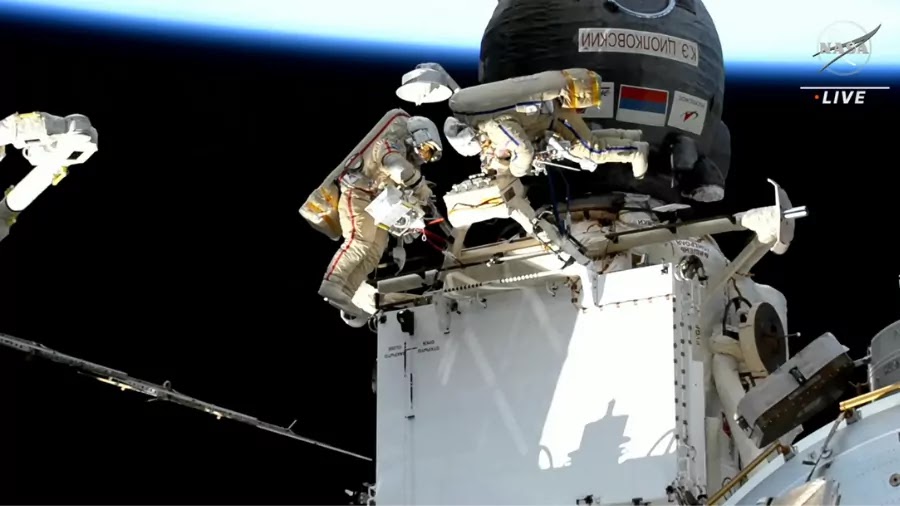 Russian Cosmonauts Conduct Spacewalk to Move Radiator at ISS
