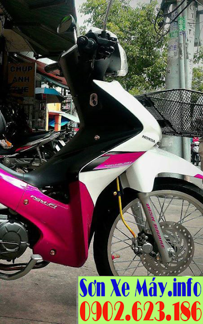 Sơn xe Honda Wave S màu trắng hồng