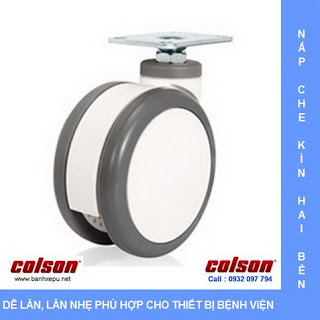 Bánh xe PU đôi CPT lắp tấm chịu tải trọng (80~100kg) www.banhxepu.net